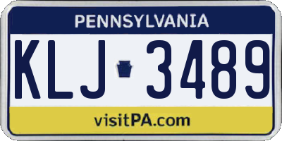 PA license plate KLJ3489
