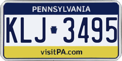 PA license plate KLJ3495