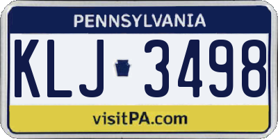 PA license plate KLJ3498