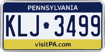 PA license plate KLJ3499
