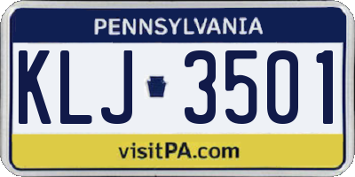 PA license plate KLJ3501