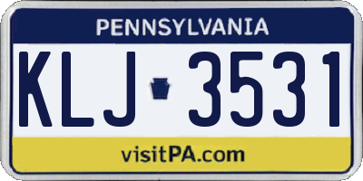 PA license plate KLJ3531