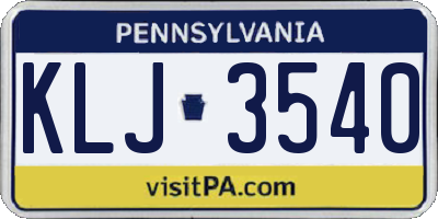 PA license plate KLJ3540