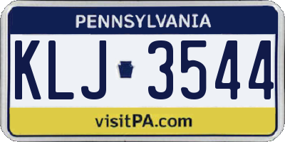 PA license plate KLJ3544