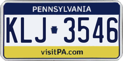PA license plate KLJ3546