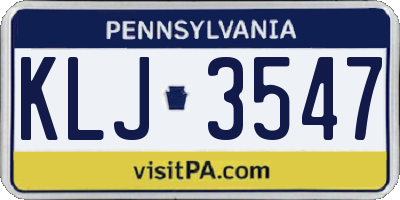 PA license plate KLJ3547