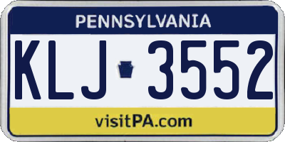 PA license plate KLJ3552