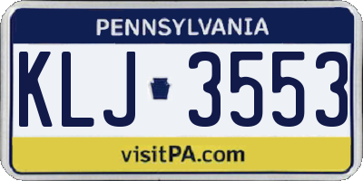 PA license plate KLJ3553