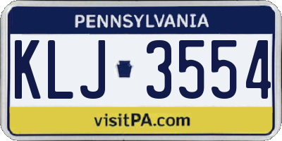 PA license plate KLJ3554
