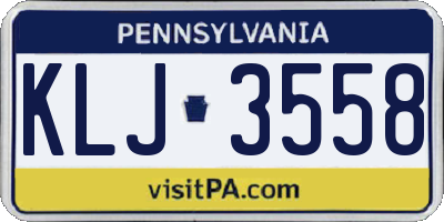 PA license plate KLJ3558