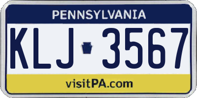 PA license plate KLJ3567
