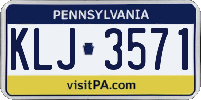 PA license plate KLJ3571