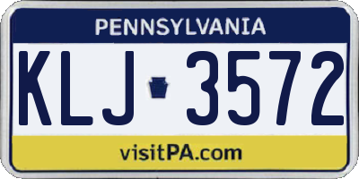 PA license plate KLJ3572