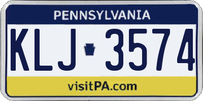 PA license plate KLJ3574
