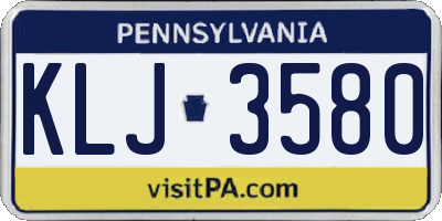 PA license plate KLJ3580