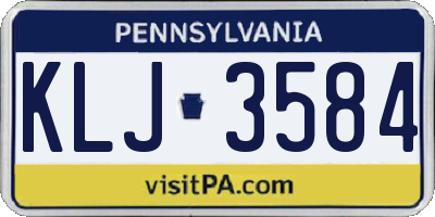 PA license plate KLJ3584