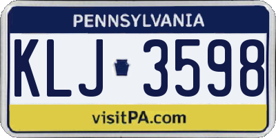 PA license plate KLJ3598