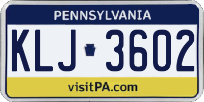 PA license plate KLJ3602