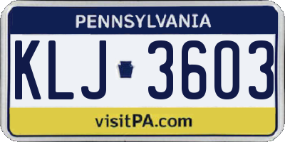 PA license plate KLJ3603