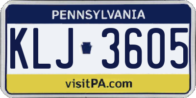 PA license plate KLJ3605