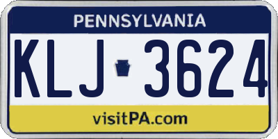 PA license plate KLJ3624