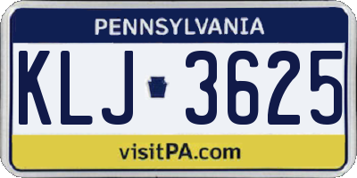 PA license plate KLJ3625