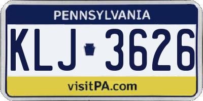 PA license plate KLJ3626