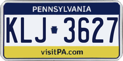 PA license plate KLJ3627