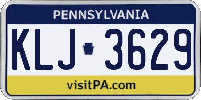 PA license plate KLJ3629