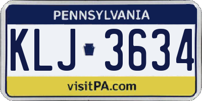 PA license plate KLJ3634