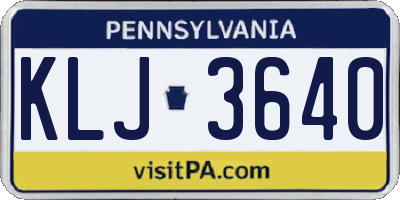 PA license plate KLJ3640