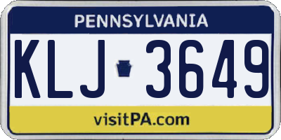 PA license plate KLJ3649