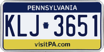 PA license plate KLJ3651