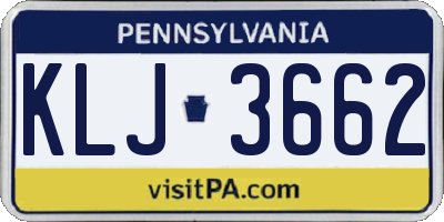 PA license plate KLJ3662
