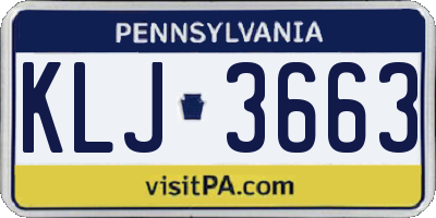 PA license plate KLJ3663