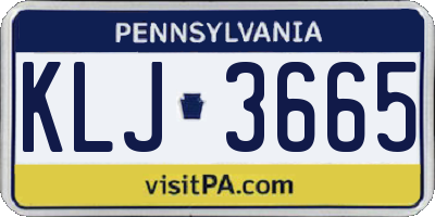 PA license plate KLJ3665