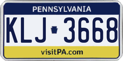 PA license plate KLJ3668