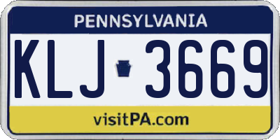 PA license plate KLJ3669