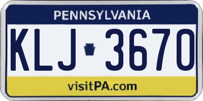 PA license plate KLJ3670