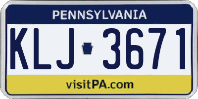 PA license plate KLJ3671