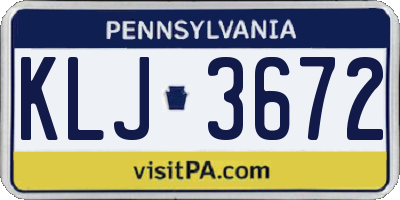 PA license plate KLJ3672