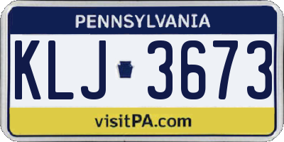 PA license plate KLJ3673