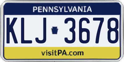 PA license plate KLJ3678