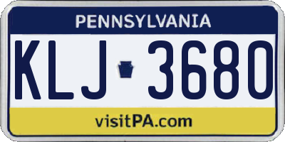 PA license plate KLJ3680