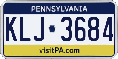 PA license plate KLJ3684