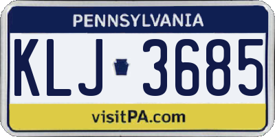 PA license plate KLJ3685