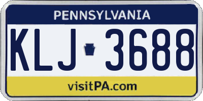 PA license plate KLJ3688