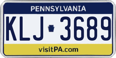 PA license plate KLJ3689