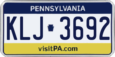 PA license plate KLJ3692