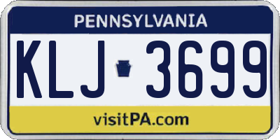 PA license plate KLJ3699